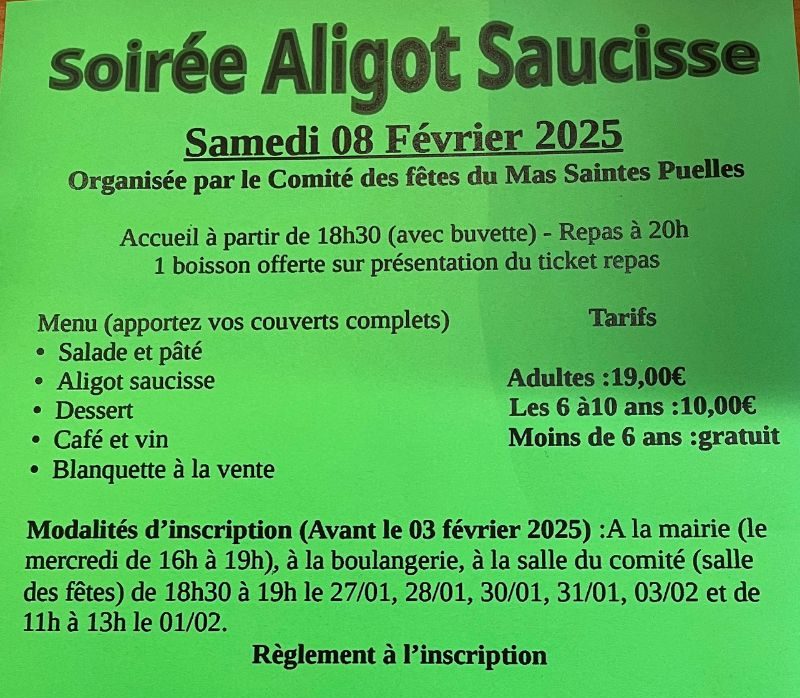 Soirée Aligot saucisse